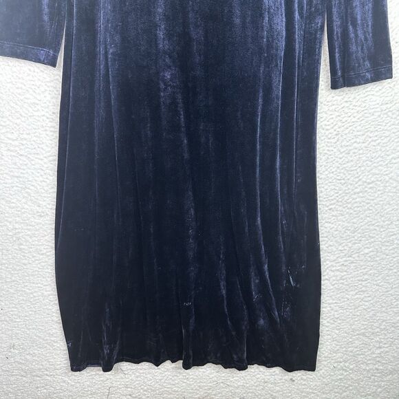 Adrienne Vittadini Woman 2X Navy Velvet Maxi Dress Long Sleeve Plus Size Party - Picture 4 of 9